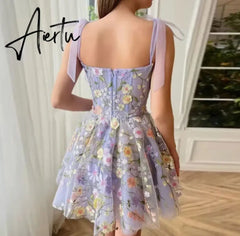 Aiertu New Fashion 2024 for Women Dresses Summer Casual Simple Sleeveless Mid Waist 3D Floral Embroidery Design Sexy Suspender Dress Aiertu