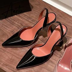 Aiertu New Fashion Women Sandals Ladies Elegant Pointed Toe High Heels Mules Shoes Brand Shallow Outdoor Dress Pumps Shoes Aiertu