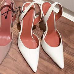 Aiertu New Fashion Women Sandals Ladies Elegant Pointed Toe High Heels Mules Shoes Brand Shallow Outdoor Dress Pumps Shoes Aiertu