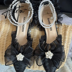 Aiertu New French Girl Fairy Bow Sweet Wedding Shoes Lolita Shoes Y2k Women Shoes Luxury Brand High Quality Slingback Shoes Women Aiertu