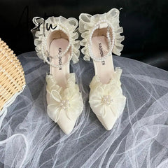 Aiertu New French Girl Fairy Bow Sweet Wedding Shoes Lolita Shoes Y2k Women Shoes Luxury Brand High Quality Slingback Shoes Women Aiertu