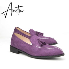 Aiertu New Men Shoes Low Heel Fringe Shoes Dress Shoes Brogue Shoes Spring Ankle Boots Vintage Classic Male Casual Yk294 Aiertu