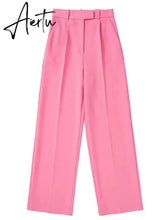 Aiertu New Pink Pants Women High Waist Wide Leg Trousers Woman Casual Baggy Pant Suits Spring Streetwear Wide Pants Aiertu