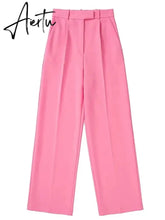 Aiertu New Pink Pants Women High Waist Wide Leg Trousers Woman Casual Baggy Pant Suits Spring Streetwear Wide Pants Aiertu
