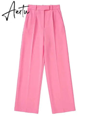 Aiertu New Pink Pants Women High Waist Wide Leg Trousers Woman Casual Baggy Pant Suits Spring Streetwear Wide Pants Aiertu