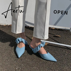 Aiertu New Pointed Toe Stiletto Heel Closed Toe Lazy Women's Sandals Aiertu