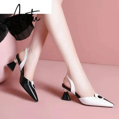 Aiertu New Pointed Women Sandals Spring Summer Mid Heel Hollow Shoes Fashion Women's Shoes Obuv Zapatos Mujer Size 41 Aiertu