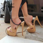 Aiertu NEW Sexy 17CM Thin Heels Slippers Women 2024 Summer Platform High Heel Peep Toe Fashion Slip-On Party Shoes Apricot Aiertu