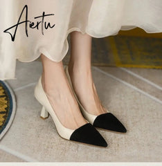 Aiertu New Spring Autumn Pointed Toe Basic Pumps Women Shollow 6cm High Heels Fashion Mixed colors Party Ladies Shoes Size 34 Aiertu