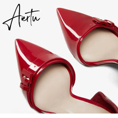 Aiertu New Spring Autumn Shoes Glossy Leather Temperament Point Toe Stiletto High Heels Lady Sandals D’Orsay Design Pumps With S Aiertu