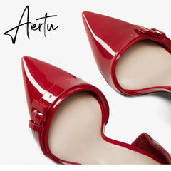 Aiertu New Spring Autumn Shoes Glossy Leather Temperament Point Toe Stiletto High Heels Lady Sandals D’Orsay Design Pumps With S Aiertu