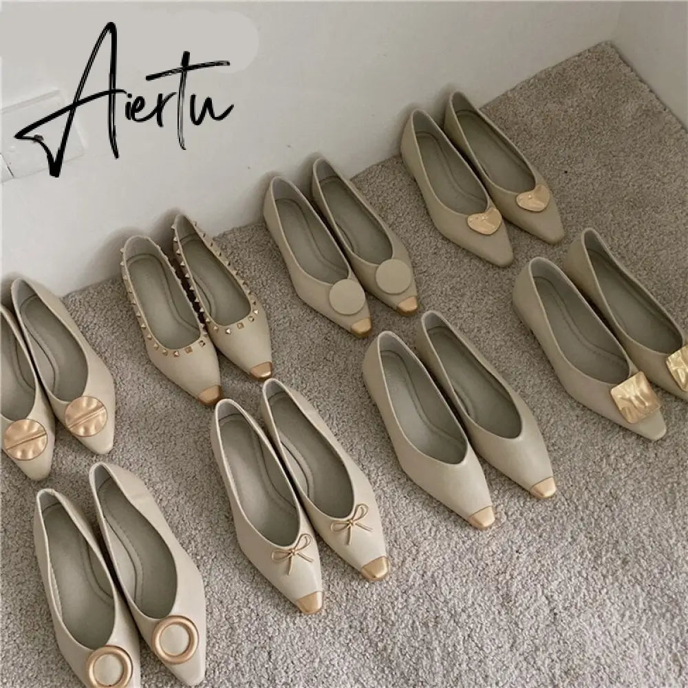 Aiertu New Spring Flats Ballerina Shoes Fashion Brand Pointed Toe Shallow Slip On Flat Ballet Shoes Female Loafer Zapato Aiertu