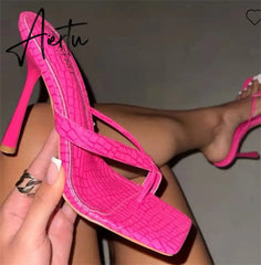 Aiertu new stiletto flip high heel sandals for women slippers women high heel slippers women high heels large size shoes women Aiertu