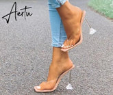 Aiertu New Summer Pumps Fashion Sandals Crystal Strange Style High Heels Square toe Femal Women Flip-flop Slipper Shoes Woman Aiertu