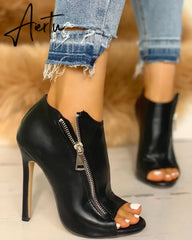Aiertu New Women summer Thin High Heels 11cm Zipper Peep Toe gladiator pumps office sandals party shoes Aiertu