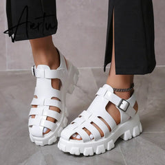 Aiertu New Women's Sandals Summer Breathable and Comfortable Designer Toe Sandals Thick Bottom Waterproof Platform Roman Sandals Aiertu
