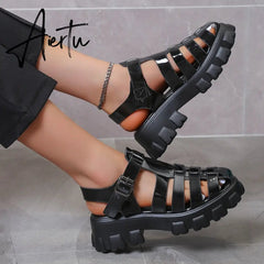 Aiertu New Women's Sandals Summer Breathable and Comfortable Designer Toe Sandals Thick Bottom Waterproof Platform Roman Sandals Aiertu