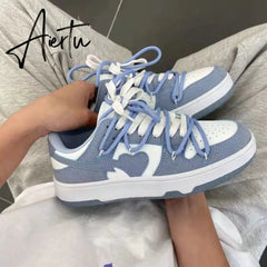 Aiertu New Women’s Sneakers Haze Blue Love Breathable Students Casual Sports Shoes Women Couple Borads Shoes Men Outdoor Sneakers Aiertu