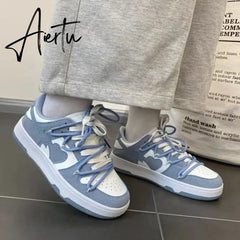 Aiertu New Women’s Sneakers Haze Blue Love Breathable Students Casual Sports Shoes Women Couple Borads Shoes Men Outdoor Sneakers Aiertu