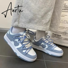 Aiertu New Women’s Sneakers Haze Blue Love Breathable Students Casual Sports Shoes Women Couple Borads Shoes Men Outdoor Sneakers Aiertu