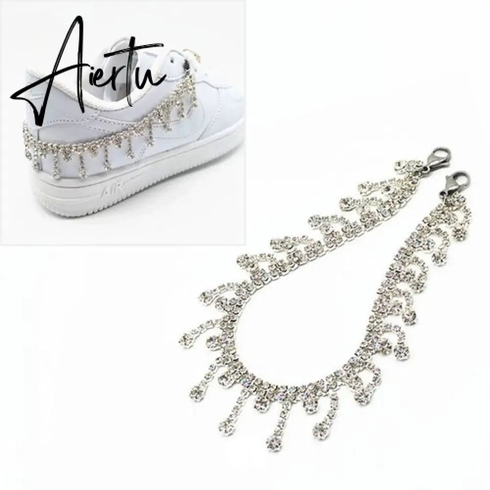 Aiertu Novelly Crystal Rhinestone Fringe Tassel Shoe Jewelry Chain Accessories Anklet Chains for Women Men Sneaker Decorations Aiertu