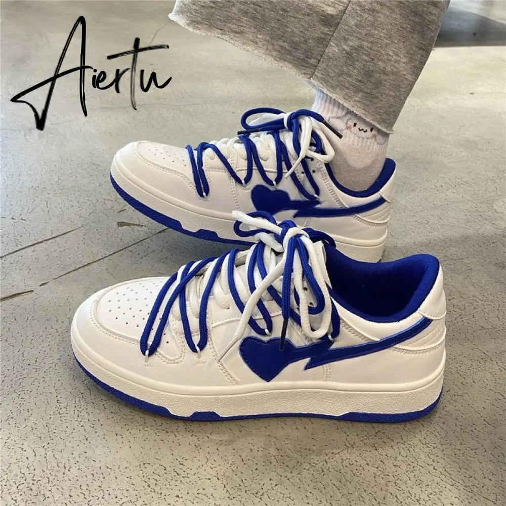 Aiertu Original Women Blue Love Designer Classic Breathable Canvas Casual Sneakers Female Outdoor Walk Tennis Little White Shoes Aiertu