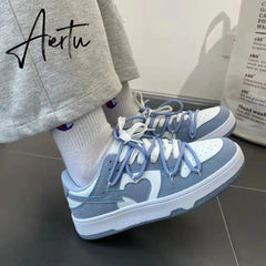 Aiertu Original Women Blue Love Designer Classic Breathable Canvas Casual Sneakers Female Outdoor Walk Tennis Little White Shoes Aiertu