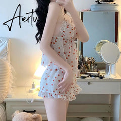 Aiertu Pajama Sets Women Lovely Korean Style Summer Sleepwear Stylish Thin Print Girlish Homewear Sweet Femme Popular Light Soft Lounge Aiertu