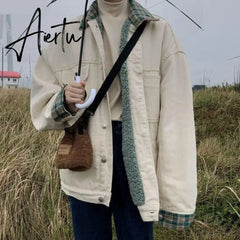 Aiertu Parkas Women Kawaii Single Breasted BF Warm outwear Trendy Leisure All-match Coat Thick Invierno Patchwork Daily Mujer Teens Ins Aiertu