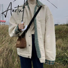 Aiertu Parkas Women Kawaii Single Breasted BF Warm outwear Trendy Leisure All-match Coat Thick Invierno Patchwork Daily Mujer Teens Ins Aiertu
