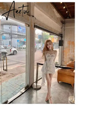 Aiertu Pieces of Super Immortal Giant Show Slim Sweetheart Blossom Falling Halo Dyed Printed Dress for Women's Summer New Rugged Irregular Aiertu