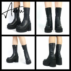 Aiertu Platform Ankle Boots Shoes For Women Goth Gothic Fashion Mid Calf Ankle Women's Boots Female Winter Brand INS Free Shipping Aiertu