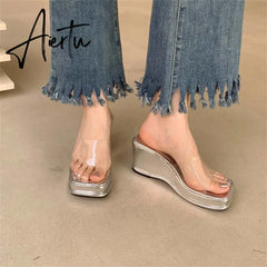 Aiertu Platform Plus Size Women Shoes New Sexy Transparent High-heeled Female Summer Sandals Colorful Sole Sandalias Mujer Aiertu