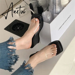 Aiertu Platform Plus Size Women Shoes New Sexy Transparent High-heeled Female Summer Sandals Colorful Sole Sandalias Mujer Aiertu