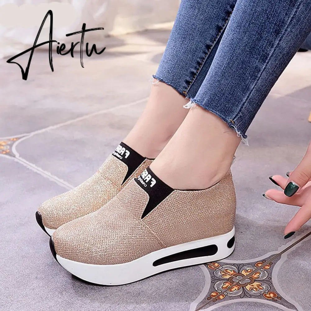Aiertu platform shoes Flat Shoes women Slip On Casual Platform Shoes women winter women's casual shoes leather shoes slip on sneakers Aiertu