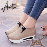 Aiertu platform shoes Flat Shoes women Slip On Casual Platform Shoes women winter women's casual shoes leather shoes slip on sneakers Aiertu