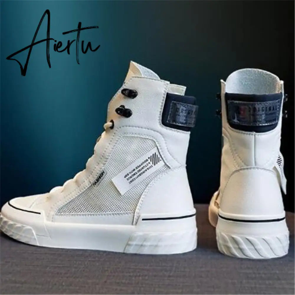Aiertu Platform Women's Sneakers New Spring Canvas Lace-Up Vulcanized Shoes Summer Breathable White Casual Women Shoes Aiertu