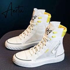 Aiertu Platform Women's Sneakers New Spring Canvas Lace-Up Vulcanized Shoes Summer Breathable White Casual Women Shoes Aiertu