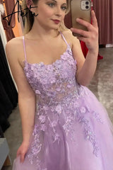Aiertu Prom Dresses Sparkly Bling Lace Applique Floral Illusion Formal Party Evening Gowns Graduation Dresses Custom made Aiertu