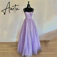 Aiertu Purple Prom Dress Spaghetti Straps Glitter Evening Dresses Robes De Soirée Princess Birthday Formal Occasions PartyDress Aiertu