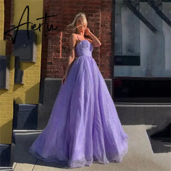 Aiertu Purple Prom Dress Spaghetti Straps Glitter Evening Dresses Robes De Soirée Princess Birthday Formal Occasions PartyDress Aiertu