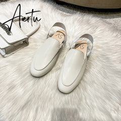 Aiertu Rear elastic belt half slippers women summer wear Muller shoes new flat sandals Aiertu