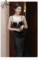 Aiertu Runway Woman Dress Backless Embroidery Vintage Sleeveless Sexy Beach Boho Lace Party Sundress Women Summer Maxi Vestido Aiertu
