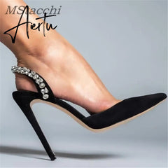 Aiertu Sandals Woman Summer Ladies Shoes Elegant High Heels Stiletto Sandals Pointed Toe Crystal Wedding Shoes Luxury Women Pumps Aiertu
