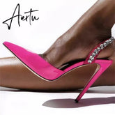Aiertu Sandals Woman Summer Ladies Shoes Elegant High Heels Stiletto Sandals Pointed Toe Crystal Wedding Shoes Luxury Women Pumps Aiertu