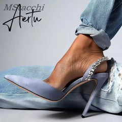 Aiertu Sandals Woman Summer Ladies Shoes Elegant High Heels Stiletto Sandals Pointed Toe Crystal Wedding Shoes Luxury Women Pumps Aiertu