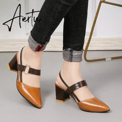 Aiertu Sandals Women's Summer New Pointy Chunky Sandals Large Size Women's Fashion Woman Shoes Aiertu
