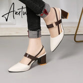 Aiertu Sandals Women's Summer New Pointy Chunky Sandals Large Size Women's Fashion Woman Shoes Aiertu