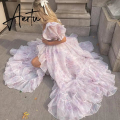 Aiertu Serendipity A-Line Chiifon Floral Ruffles Evening Dress Square Collar Elegant Custom Made Homecoming Prom Gown For Women 2024 Aiertu