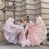 Aiertu Serendipity A-Line Chiifon Floral Ruffles Evening Dress Square Collar Elegant Custom Made Homecoming Prom Gown For Women 2024 Aiertu